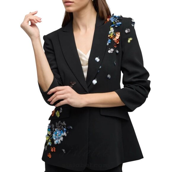 CINQ A SEPT Sequin Flower Scrunched Cheyenne Blazer Size S/M, 6 US - Picture 5 of 14